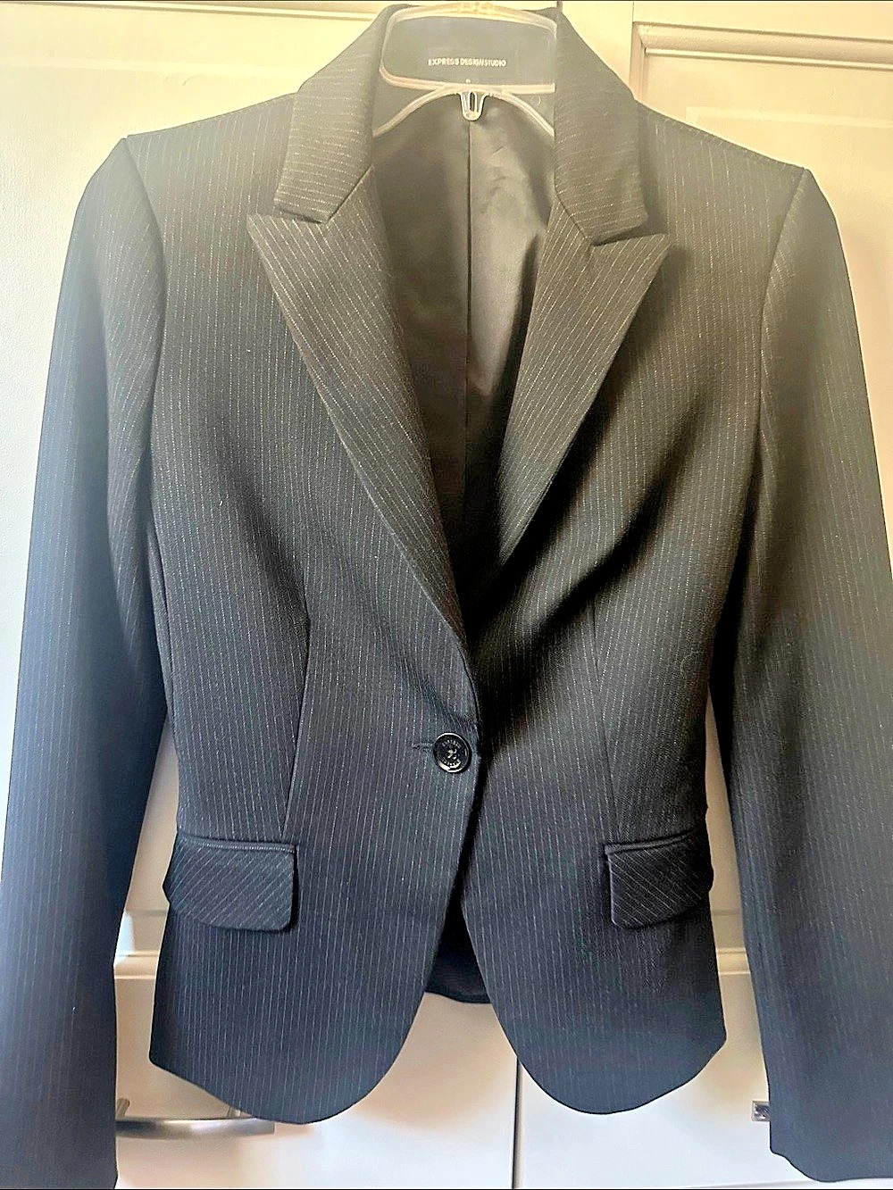 Express Design Studio Pinstripe Blazer in Black Like New #313